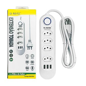 Extensão de Tomada Filtro de Linha USB B-Max 2m