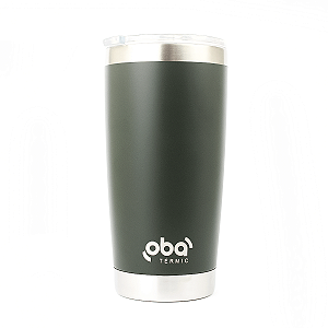 Copo Térmico com Tampa 591ml  aço inoxidável Oba Térmic Verde Militar