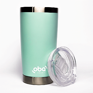 Copo Térmico com Tampa 591ml  aço inoxidável Oba Térmic Verde Água