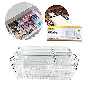 Kit Organizador Multiuso Modular 7 Peças em Acrílico