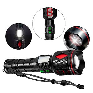Lanterna Tática P90 LED Ultra Potente com Bateria Recarregável
