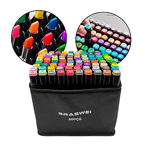 Canetinhas Coloridas Marca Texto Ponta Dupla 80 Cores