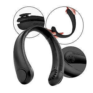 Ventilador Portátil com Bateria 2400mAh e 3 Modos de Ventilação | Preto