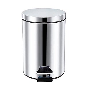 Lixeira de aço inox 5L com pedal, alça e balde removível
