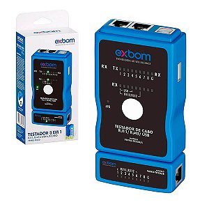 Testador Profissional de Cabos RJ45 RJ11 RJ12 USB 3 em 1 com Bateria 9V
