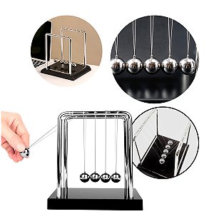 Pêndulo de Newton com esferas metálicas e base resistente