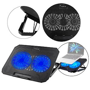 Base Refrigerada para Notebook 12 a 17 Polegadas com 2 Coolers LED e 8 Níveis de Ajuste