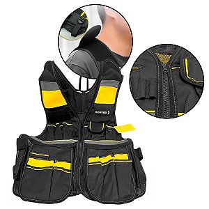 Colete Porta Ferramentas Profissional com Bolsos Ajustável em Nylon Reforçado