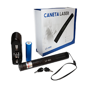 Caneta Laser Pointer Verde Longo Alcance Recarregável com Estojo e Ponteira de Efeitos