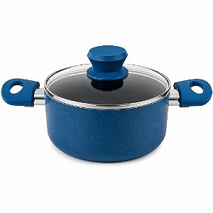 Panela Cerâmica Antiaderente 18cm com Tampa Indução Max Chef Blue Azul