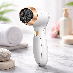 Esfoliador Elétrico para Pés Recarregável USB Portátil Branco e Dourado