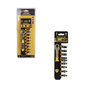 Kit Chave Catraca 19 Peças Startools com Soquetes Canhão e Bits