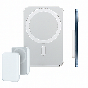 Carregador Portátil Magnético MagSafe Sem Fio para iPhone - Branco