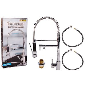 Torneira Gourmet Monocomando com Ducha Extensível 51,5cm Inox