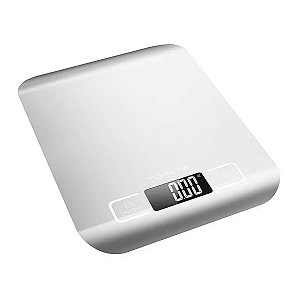 Balança Digital de Cozinha até 10kg com Função Tara e Superfície em Inox