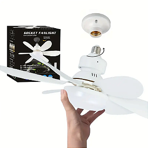 Mini Ventilador de Teto com Luz LED 60W Soquete E27 3 Cores