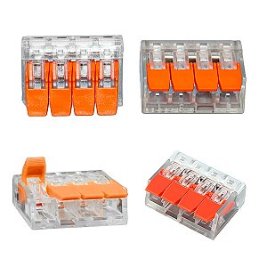 Kit 50 Conectores de Emenda Rápida 4 Vias para Fios até 4mm