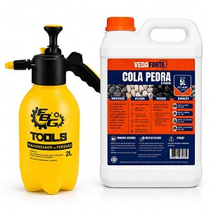 Kit Cola Pedra Veda Forte Incolor 5L com Pulverizador de Pressão 2L