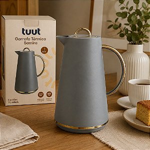 Garrafa Térmica Samira Tuut 1 Litro com Ampola de Vidro Cinza