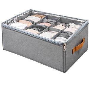 Caixa Organizadora de Roupas com Tampa em Tecido Oxford 43 x 32 x 30cm