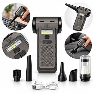 Mini Soprador e Aspirador Turbo 2 em 1 Sem Fio 130000 RPM com Led