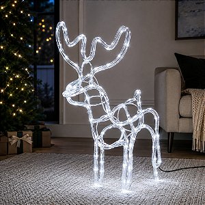 Rena de Natal com 112 Leds Branco Frio 127V 45cm Decorativa