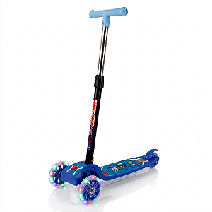 Patinete Infantil 3 Rodas com Luz Led Guidão Ajustável Azul