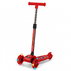 Patinete Infantil 3 Rodas com Luz Led Guidão Ajustável Vermelho