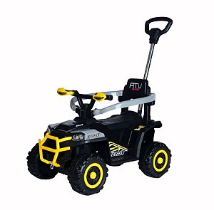 Quadriciclo Elétrico Infantil 6V com Empurrador Farol e Som Cinza