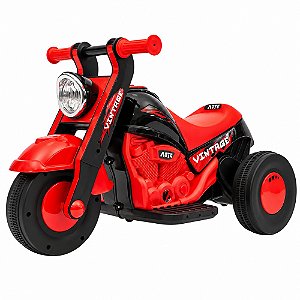 Moto Elétrica Infantil Vintage 6V Vermelha com Farol Led Som e Pedal