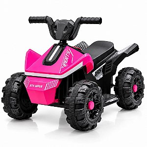 Quadriciclo Elétrico Infantil 6V Rosa com Farol Led Som Frente e Ré