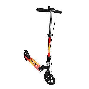Patinete Infantil Dobrável com Rodas Grandes Freio Manual Preto e Vermelho