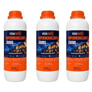 Kit 3 Impermeabilizantes Hidrorrepelentes 1 Litro para Uso Interno e Externo