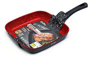Frigideira Grill Quadrada Thika Stone 24,4cm Antiaderente para Indução