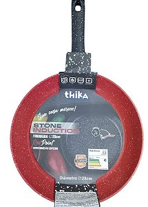 Frigideira 28cm Antiaderente Stone para Indução e Gás Vermelha