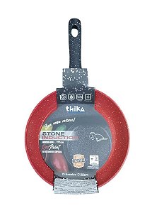 Frigideira 22cm Antiaderente Stone para Indução e Gás Vermelha