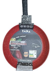 Frigideira 26cm Antiaderente Stone para Indução e Gás Vermelha