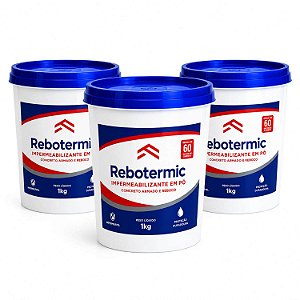 Kit 3 Rebotermic Impermeabilizante em Pó 1kg para Pisos e Paredes
