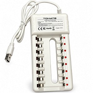 Carregador Inteligente para 8 Pilhas AA e AAA Recarregáveis com USB