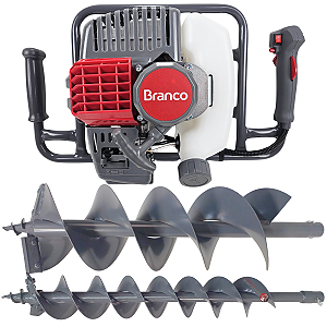 Perfurador De Solo Gasolina Branco com Broca de 15 E 25 Cm