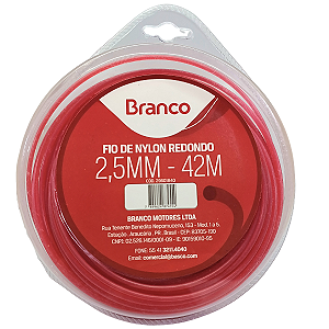 Fio Nylon Roçadeira Redondo 2,5mm Branco Rolo Com 42 Metros