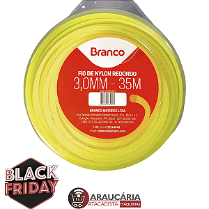 Fio Nylon Roçadeira Redondo 3.0mm Branco Rolo Com 35 Metros