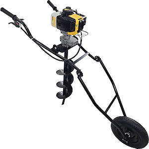 Perfurador De Solo Lynus 52cc Com Broca 20cm E Carrinho R32m