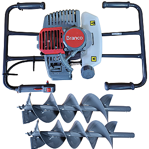 Perfurador Solo Gasolina Guidão Duplo 52cc Com Broca 20 E 30