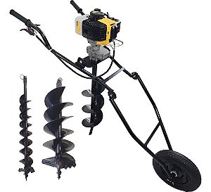 Perfurador Solo Lynus 52cc Broca 15, 20, 30cm, Carrinho R32m