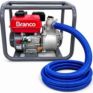Motobomba Gas Branco B4t 710 Autoescorvante + 6Mt Mangueira