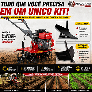 Motocultivador Tatorito Bttg 7cv Branco Com Arado e Sulcador