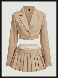 conjunto blazer e saia beje