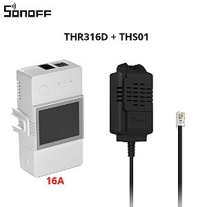 Sensor Inteligente de Monitoramento de Temperatura e Umidade SONOFF THR316D, com Tela LCD.