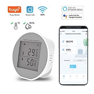 Sensor de Umidade Temperatura Interior Higrômetro Termômetro Detector Smart Life App TUYA Suporte Alexa Google Home